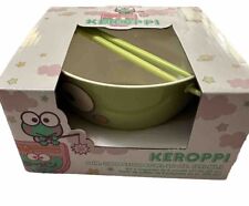 Keroppi Frog From Hello Kitty 6in Ramen Bowl With Chopsticks 20 Oz. NWT picture