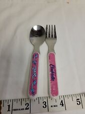 Vintage Disney Cinderella Princess Toddler Fork & spoonSilverware plastic handle picture