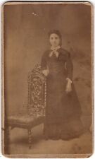 CIRCA 1870s CDV IRVING J. GROSS & CO YOUNG LADY IN DRESS BOSTON MASSACHUSETTS picture