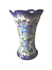 Handcrafted Polish Kalich Blue Floral Vase 293/1 picture