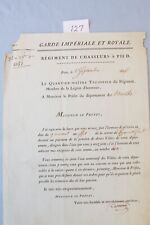 1806 Letter France Imperial Guard Chasseurs Regiment Napoleon Waterloo Battle  picture