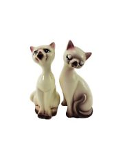 Vintage Ceramic Siamese Cat Statue Figurines MCM Pair Lot Set of 2  picture