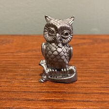 Miniature Wise Owl Pewter Figurine Unmarked 2.25” High picture