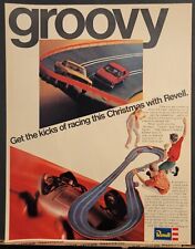 1969 Revell Race Car Set Print Ad Curved Track Camaro Mustang Ferrari Squalo picture