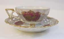 Vintage Royal Sealy China Pink, White, Gold Cup & Saucer Three Footed Japan picture