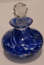 Blue Swirl Art Glass Perfume Bottle w/ Stopper Unsigned See Pics Read Desc 3x3 picture