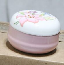 Vintage Trinket Box, Porcelain Floral White and Pink Japan picture