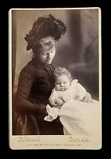 Original Old Vintage Photo Cabinet Card Beautiful Lady Baby Child Detroit, MI picture