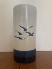 Vintage Otagri Blue White Seagull Bird Vase 8.5” Tall Handcrafted Japan Foil picture