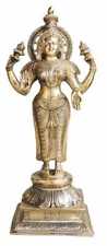 Goddess Laxmi Statue Brass Antique Lakshmi Ji Idol Religious Figurine 17 Inch picture