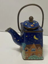 Miniature Empress Arts Enamel Over Brass Star Night Sky Decoration Teapot w/lid picture