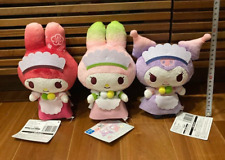 Sanrio Kuromi My Melody Japanese Cafe Style Plush Doll 22cm Set of 3 Furyu 2024 picture