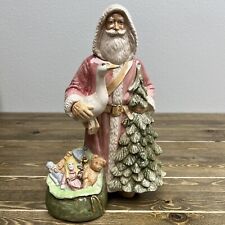 Vintage Concolino Pink Santa With a Goose Figurine Ceramic picture