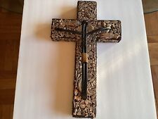 Vintage Refurbished Weathered Wood  17” X 10” X 3” Milagro Cross Hand Made picture