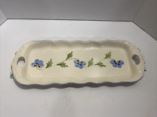 Vintage ELPA Alcobaca Hand-Painted Blue Flower Ceramic Tray 16