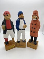3 Hand Carved Wooden Sailor Pirate Fisherman Hand Painted 8