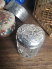 Antique Victorian Sterling Silver and Crystal Hobnail Vanity Powder Jar  picture