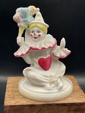 Valentines Vintage  Sitting Clown Hearts  Collectible Ceramic Figurine 4in picture