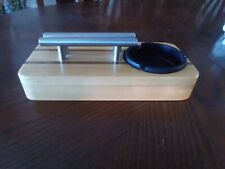 Handmade wooden oak, walnut ashtray with stainless bars for cigar holder 9x4  picture