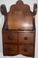 Vintage Wooden Spice Herb Wall Cabinet 4 Drawers. 16