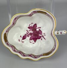 1960’s RARE Herend Apponyi Chinese Bouquet Raspberry Deep Leaf Dish *Crack* picture