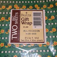 Vintage Buzza Gift Wrap All Occasion Yellow & White Flowers On Green picture