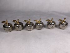 Vintage Silver Plated Apple Gold Leaf Placecard Place Name Card Holder Set of 6 picture