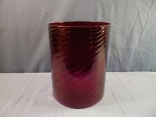 Vintage Reddish Dark Cranberry Colored Glass Cylinder Lamp Shade Spiral Desig picture