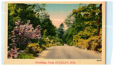 c1940s Trees and Flowers, Greetings from Stanley, Wisconsin WI Unposted Postcard picture