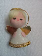 Vintage Angel with Yellow Hair Hanging Christmas Ornament Japan Gold Wings picture