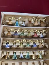 RARE IN BOX Vintage FOIL Christmas ANGEL Toppers / Ornaments GERMANY 24pcs picture