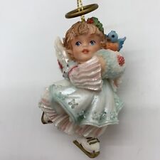 Silvestri Christmas Ornament Angel on Ice Skates Bird Muff Hand Painted Box VTG picture