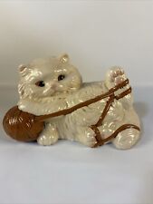 Large Vintage Ceramic Cat with Brown Yarn picture