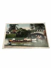 Early 1900's Canoes At Bridge Belle isle Detroit Michigan, Old Vintage Postcard picture