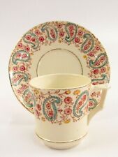 Antique French Porcelain Opaque de Gien Floral Paisley Cup and Saucer I010 picture