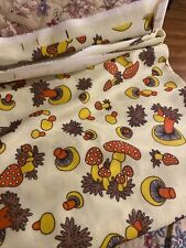 Vintage Double Knit Fabric Material  Mushrooms Orange Yellow picture