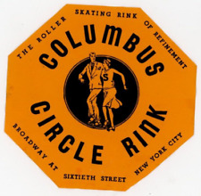 1930-50's Columbus Circle Rink N.Y. Skating Rink Label Vintage EVN3 picture