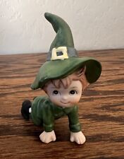 Vintage Lefton Leprechaun St. Patrick's Day Pixie Elf Figurine Crawling 3
