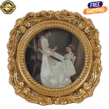 Small Vintage 3X3 Round Picture Frame, Mini Antique Ornate Circle Photo Frame, T picture