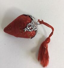 Rare Victorian Antique Sterling Sewing Strawberry PinCushion Pin Cushion picture