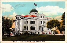 Logan County Court House Sterling CO Colorado WB Postcard PM Cancel WOB Note VTG picture