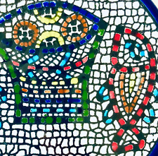 Set 2 Ancient World Mosaic Art Tiles European Ceramic Jesus Miracle Loaves Fish picture
