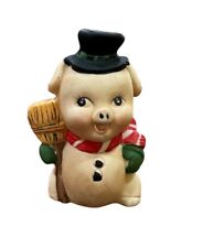 Vintage Enesco Christmas Pig Dressed As Snowman 1980 Figurine 2.5” picture