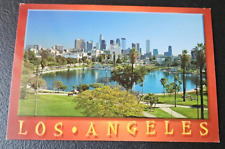 GREETINGS FROM MACARTHUR PARK, WEST OF DOWNTOWN LOS ANGELES. SOUVENIR POSTCARD picture