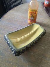 Vintage Plymouth Products Mid-Century Yellow & Green Ceramic Ashtray picture