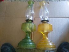 2 EAGLE ANTIQUE KEROSENE LAMPS. GREEN / GOLD picture