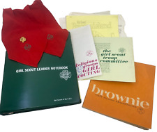 Vintage 1960s Girl Scout Brownie Lot Leader Notebook Brownie Handbook Sash Pin picture