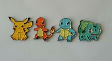 Pokemon 4pc Enamel Pin Set, Pikachu, Squirtle, Bulbasaur, Charmander, Art, Pins picture