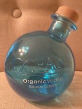 Gorgeous Ocean Organic Vodka Bottle EMPTY  Sea Blue Glass Hawaii With Cork picture