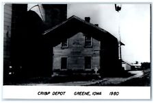 c1980's CRI&P Greene Iowa Road Railroad Train Depot Station RPPC Photo Postcard picture